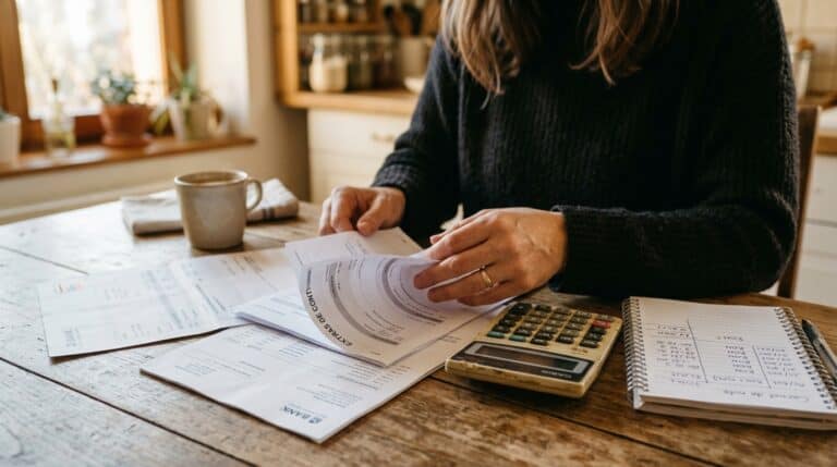 Detectiv particular examine documente financiare pe masa de lucru.